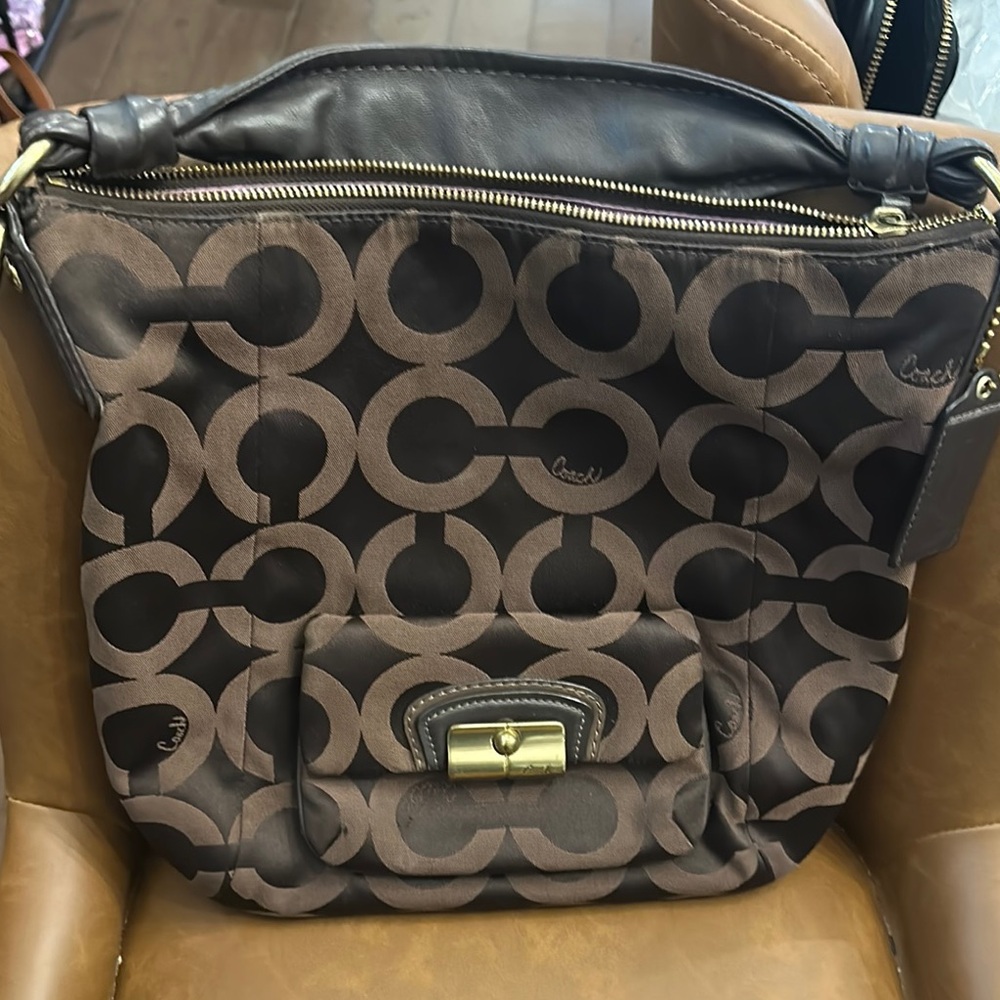 Coach Black and Brown Shoulder Bag